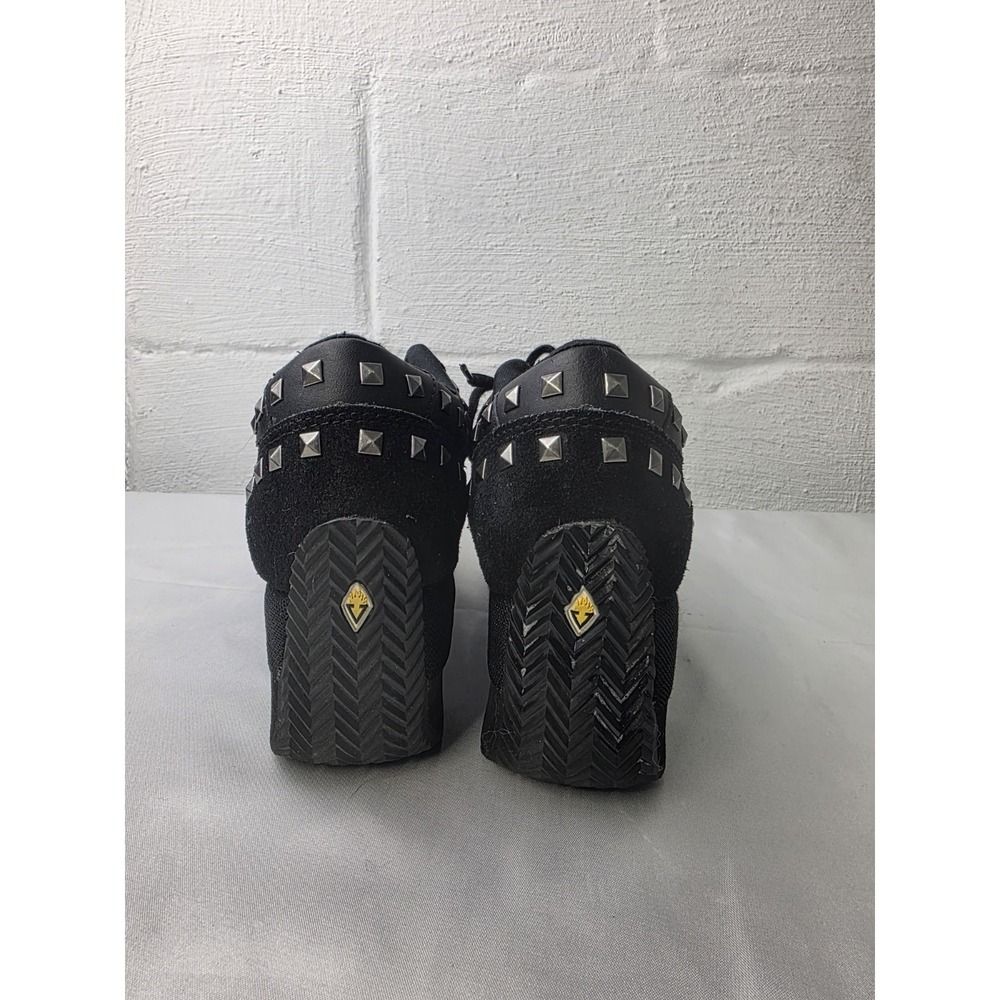 Volatile Expulsion Y2K Shoes Women's 7.5 Black Suede Studded Platform Sneakers - Picture 6 of 11